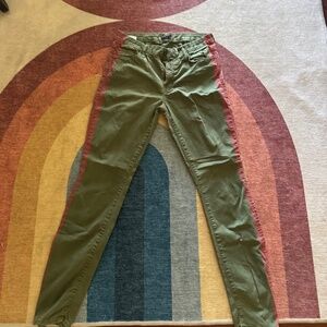 Mother Jeans: Green Red stripe